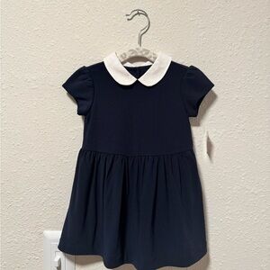 NWT Ralph Lauren Classic Navy Blue Kids Dress with White Collar